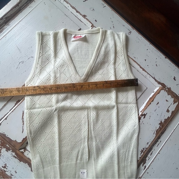 Vtg Miss Scotch English Sweater Vest Knit Retro 50s 60s Secretary Acrylic NOS - Picture 3 of 9